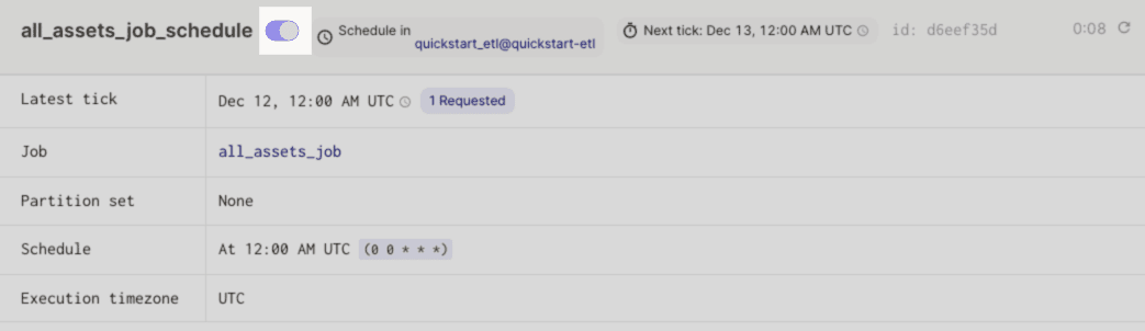 Start/stop toggle for schedules in Code Locations tab in Dagit